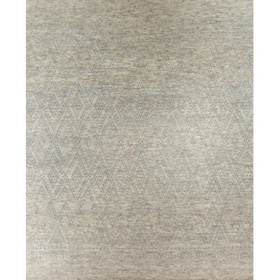 Geometric Hand-Knotted Wool Gray Area Rug