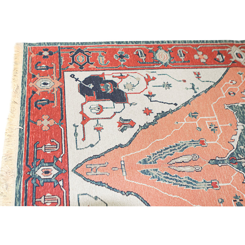 Tapis rose et rouge de haute qualité noué à la main