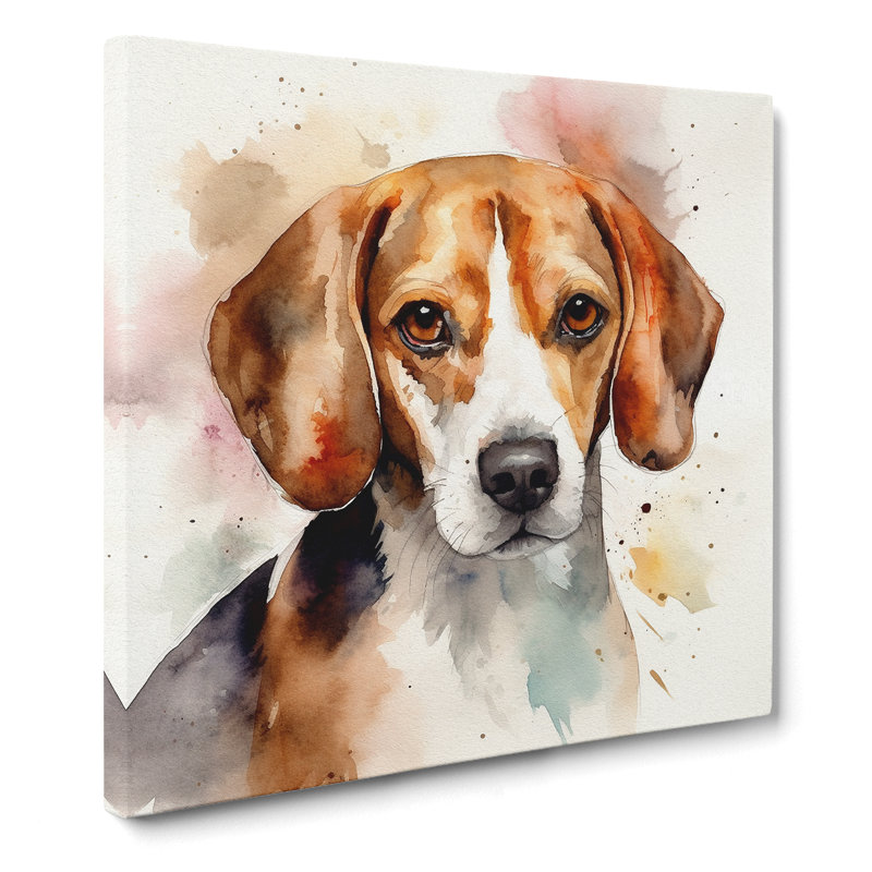 Beagle Watercolour No.1 - Print, 50cm H x 50cm W x 3cm D