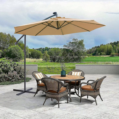 Parasol solaire d'extérieur suspendu en porte-à-faux 10 pi avec 10 lumières DEL