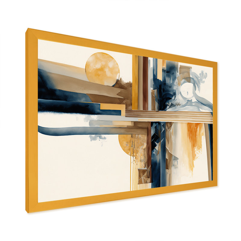 Art moderne moderne sur toile, abstrait III, H 12 po x l 20 po x P 1 po, Encadrement doré