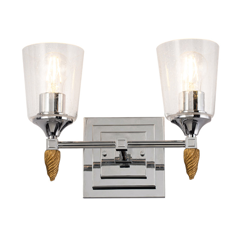 Vetiver 2-Light Dark Bronze With Gold Accents, Silver/Gold