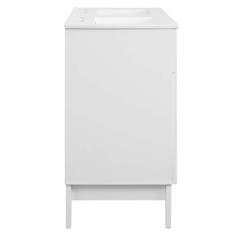 Isle 48" White Double Sink Bathroom Vanity Cabinet with Glass Doors