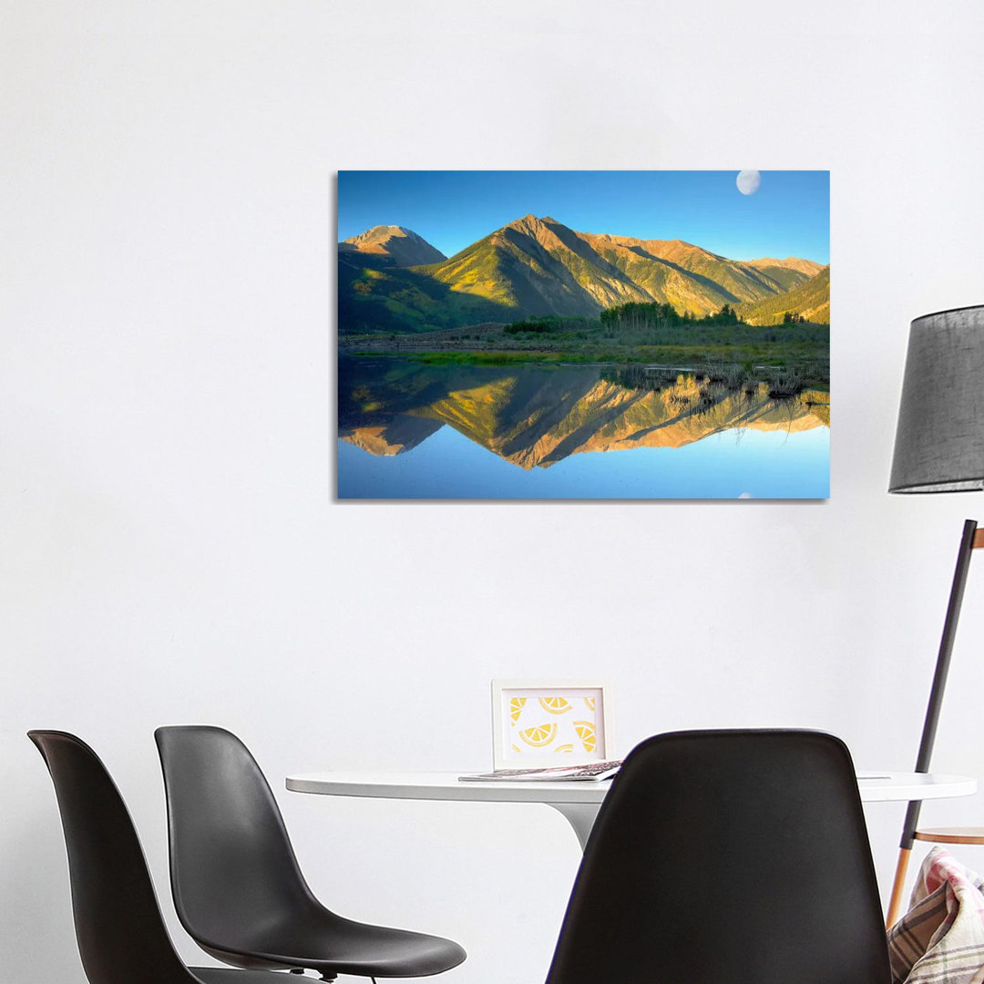 Moon And Twin Peaks Reflected In Lake, Colorado von Tim Fitzharris - Gallery-Wrapped Canvas Giclée on Canvas