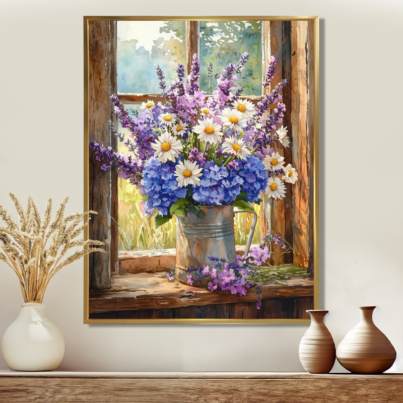 Jaeonna - impression sur toile florale, H 40 po x l 30 po, Impression encadrée flottante, Doré