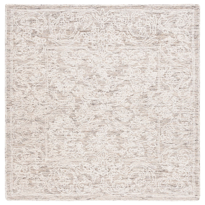 Abstract Hand Tufted Wool Oriental Rug, Square 6'