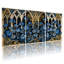 Plantes et fleurs, impression d'arche gothique florale bleue, ensemble de 3 impressions sur toile-532386469