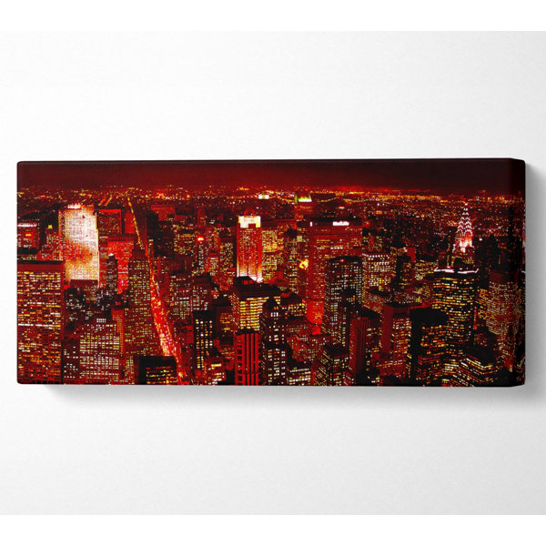 Ebern Designs Red Glow City - Wrapped Canvas Print | Wayfair.co.uk