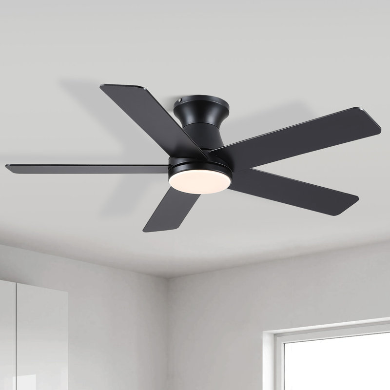Ventilateurs de plafond encastrés 46 po à 5 pales avec lumières et télécommande / application, Noir