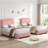 Twin Upholstered Cloud Bed Frame with Adjustable Boucle Fabric Headboard, Wood Slat, Low Profile-597584236-597584227