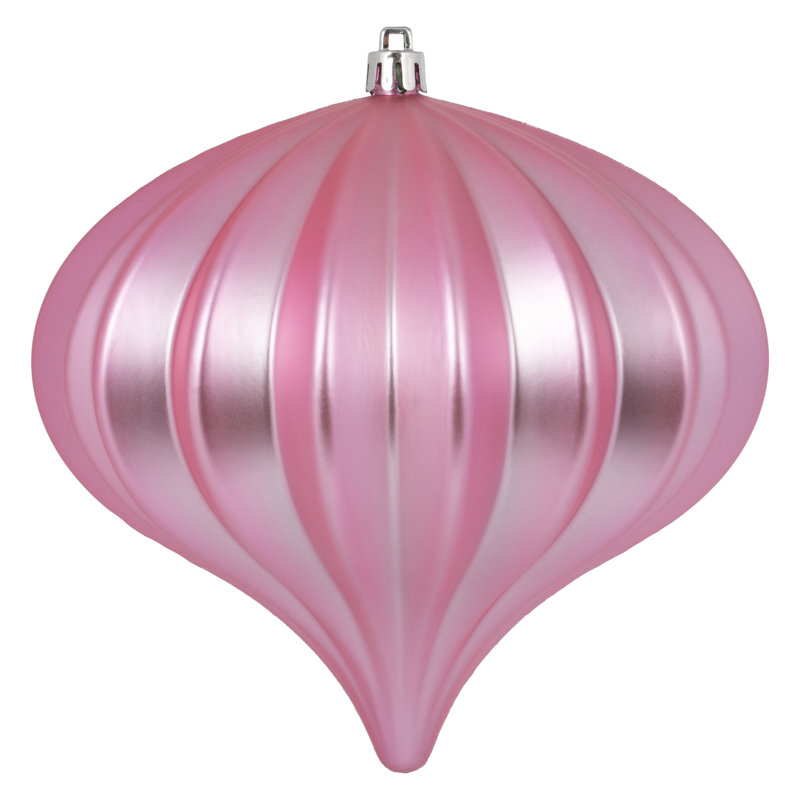 5.7" White Matte Onion Ornament UV, 3 Per Bag, Matte Pink
