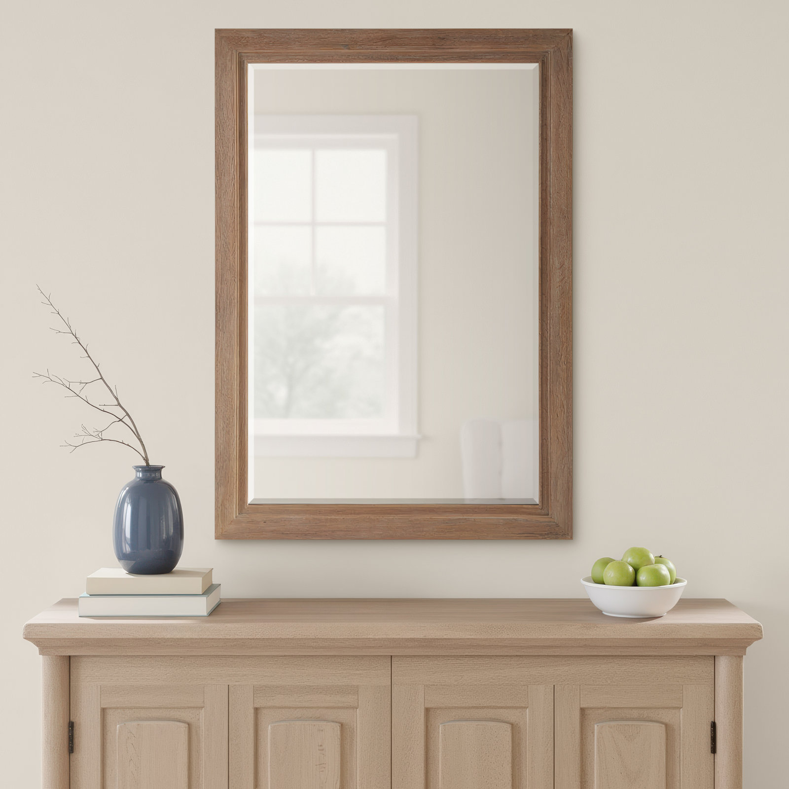 Hayes 34" Oak Accent Mirror, Tan