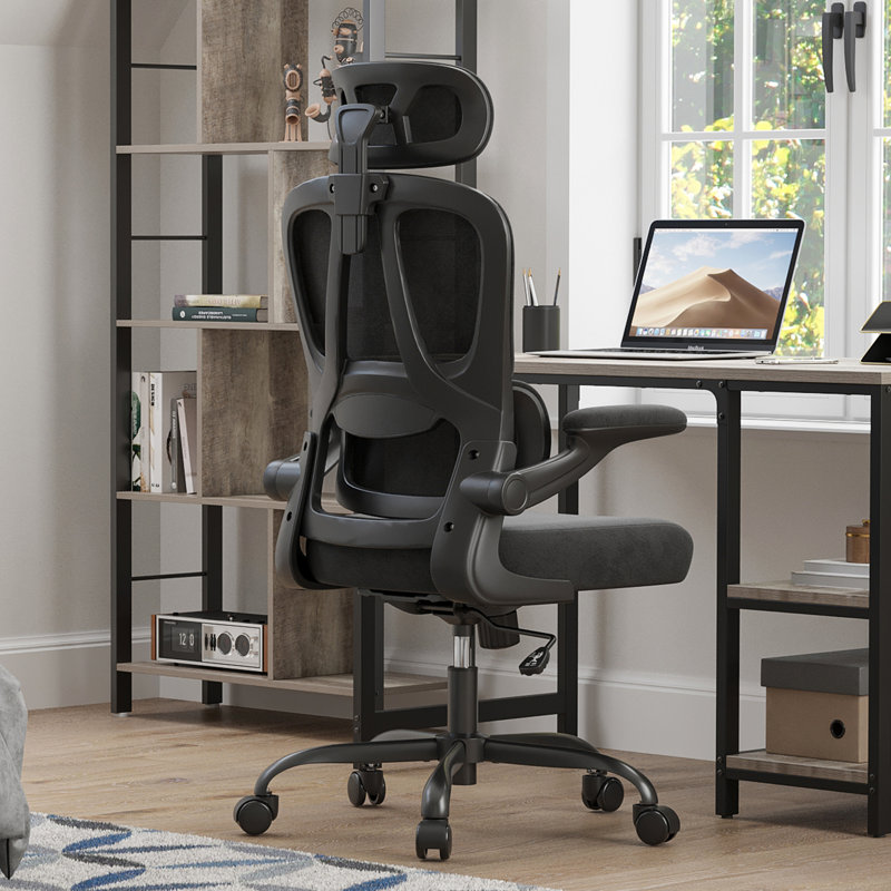 Chaise de bureau ergonomique en filet moderne, Noir, Noir