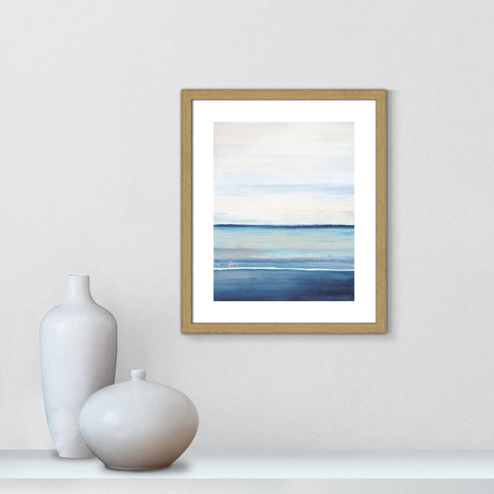 Emmit "Distant Whispers" Print by Filippo Ioco, 19" H x 16" W x 0.75" D, Beige Wood Framed Paper