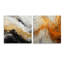 Or et noir Soft Wave Fusion III - formes abstraites en acrylique, ensemble d'art sur verre, ensemble de 2-1548918122