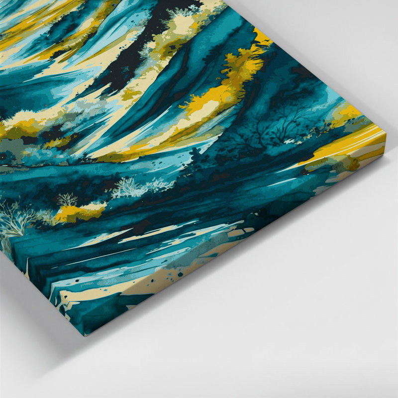 "Watercolor Landscape" 56, art mural sur toile brune, H 24 po x l 36 po