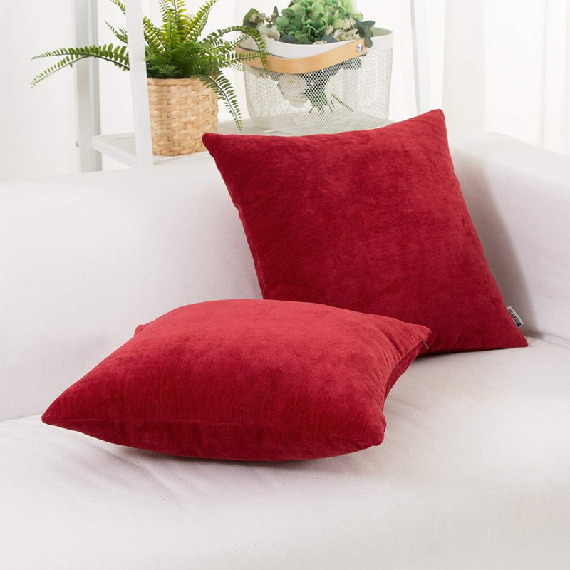 50 housses de coussins décoratifs rouges 18 x 18 pouces pour le salon avec canapé, housse de coussin carrée douce et confortable