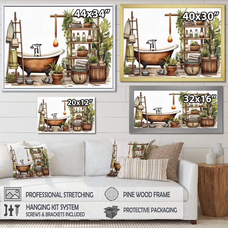 "Natural Bathroom Decor XXII", reproduction sur toile, H 24 po x l 32 po, Toile tendue