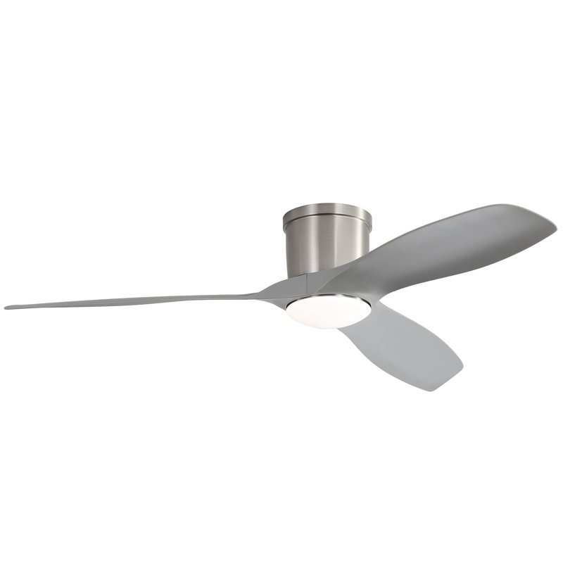 52 Inch Flush Mount Ceiling Fan With Dimmable Led Light 3 ABS Fan Blades Reversible DC Motor For Living Room