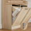 Armoire à linge dissimulée avec rangement pour salle de bain, panier à linge moderne à ouverture inclinable et cannelée, avec tiroirs et paniers étanches-133868349-133868352