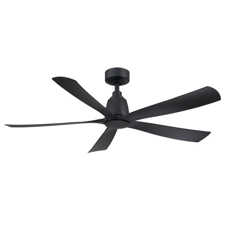 Kute5 52 inch Indoor/Outdoor Smart Ceiling Fan with Remote Control - Black with Black blades, Black