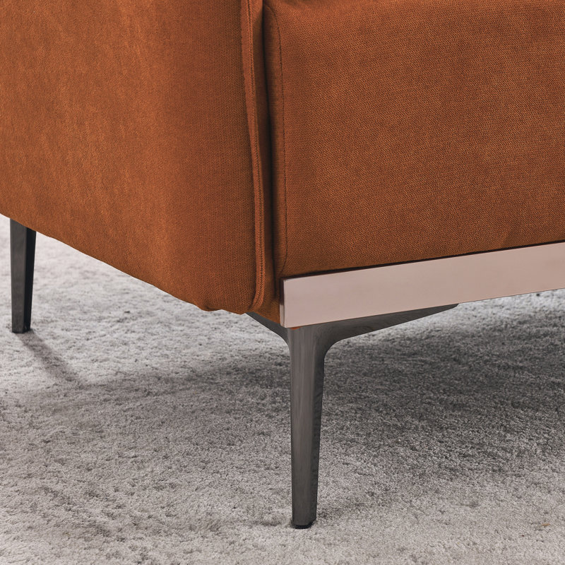 Jeconiah Upholstered 72.83'' Sofa, Orange 100% Linen, 32.28" H x 72.83" W x 31.88" D