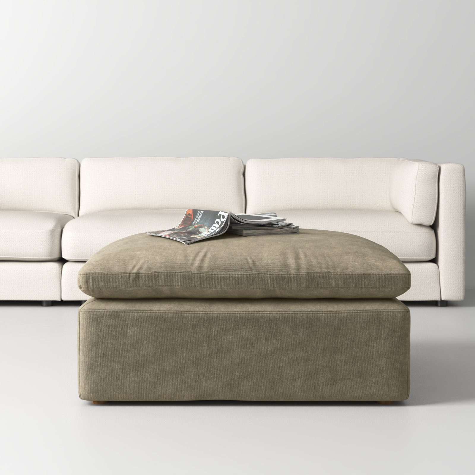 Armand Performance Fabric Ottoman, Desert Sage Performance