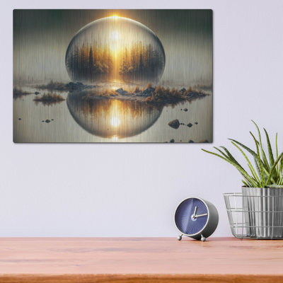 «Sunrise Globe» par Rey Klimt, art mural en métal, 16 po x 12 po