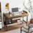 Solid Wood Desk with Drawers - Manual Adjustable Height Standing Computer Desk with Cable Hole-1326332956-1326642381