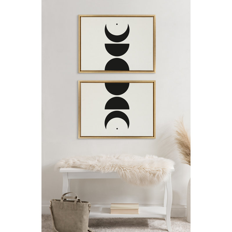 «Modern Geometric Moon Phases» par The Creative Bunch Studio, ensemble d'art mural sur toile encadrée, Or