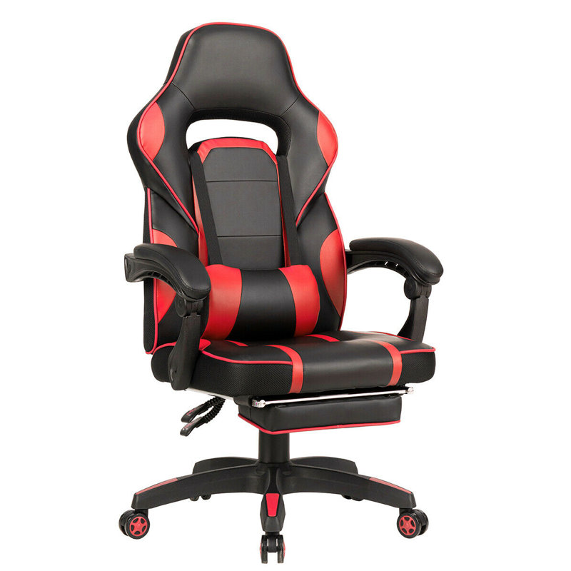 Ebern Designs Adjustable Reclining Ergonomic Swiveling PC & Racing Game Chair, Red