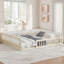 Lit plateforme tapissier moderne avec garde-corps et coussin-2138963731