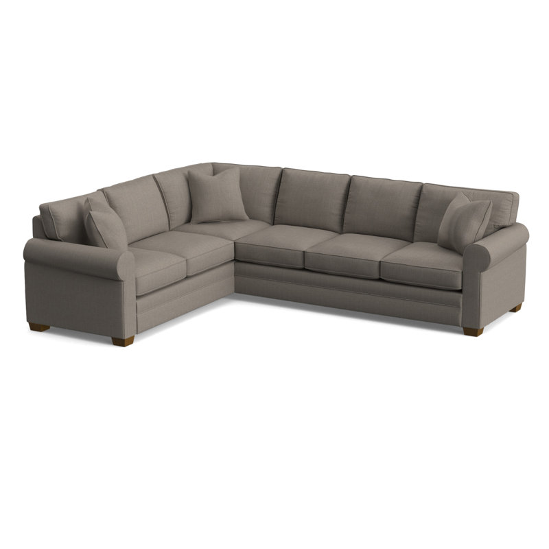 Bedford Upholstered L-Sectional, Havana Finish, Stone Crypton Performance; 0884-83, Left Hand Facing