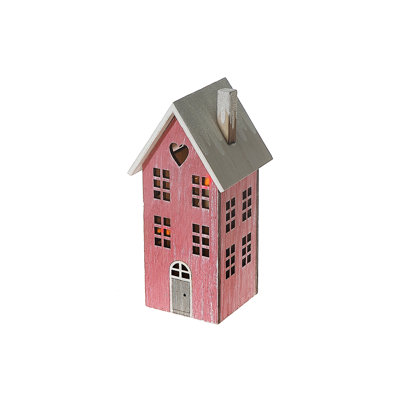 Décoration de maison à DEL en bois rouge