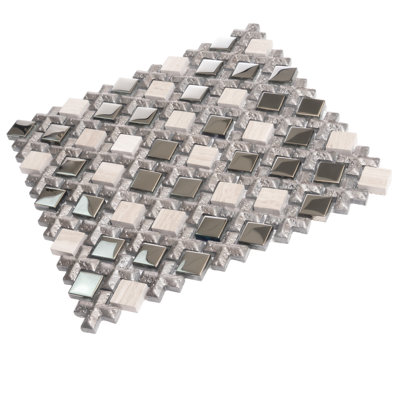 11" x 11" Glass Grid Mosaic Wall Tile