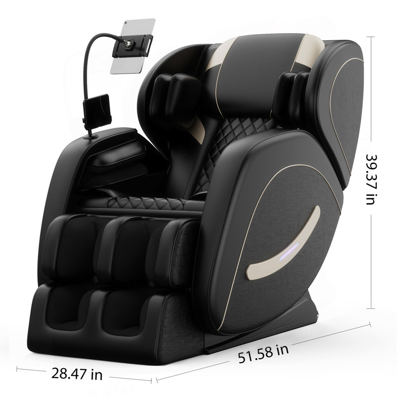 Fauteuil de massage inclinable sans gravité avec pression d'air corporelle complète, Noir