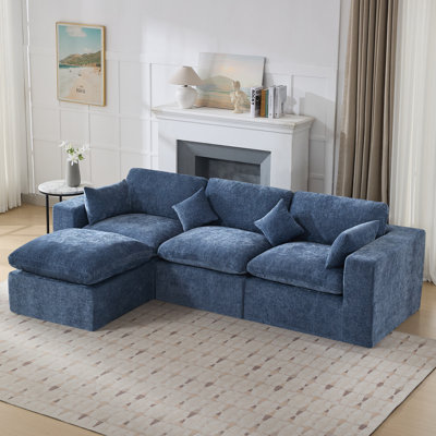 Cloud Boneless Modular Sectional Couch with Ottoman, Oversized Upholstered Convertible Chenille Memory Foam Sofa by Latitude Run