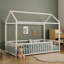 Structure de lit en métal de style Montessori, lit en forme de maison avec clôture, assemblage facile, sans lattes-133571723-133571725