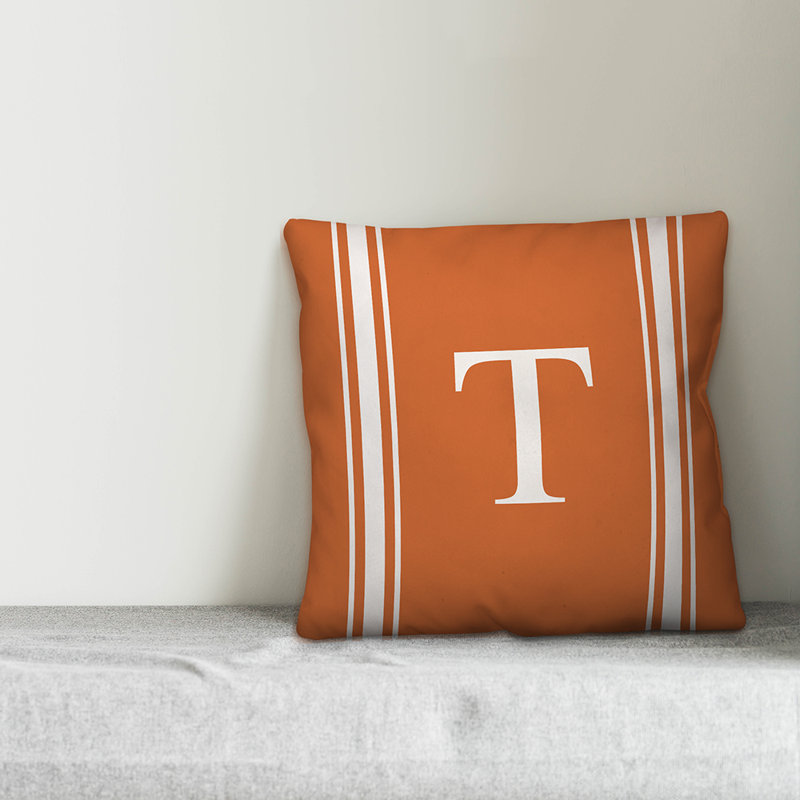 Striped Throw Pillow, T, Orange