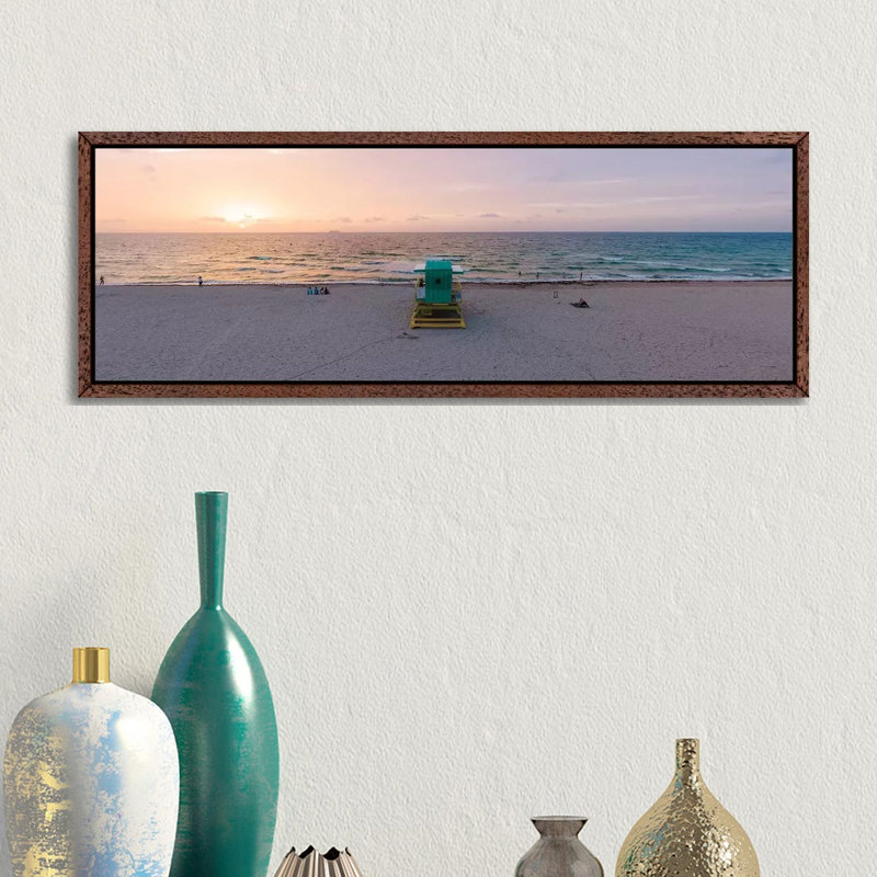 Panoramic Sunrise Over Miami Beach by Matteo Colombo - Panoramic Print on Canvas, 30.48cm H x 91.44cm W x 3.81cm D