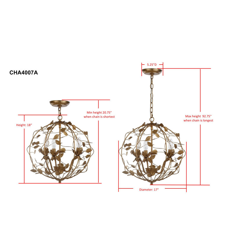 Aswath 3 - Light Dimmable Globe Chandelier