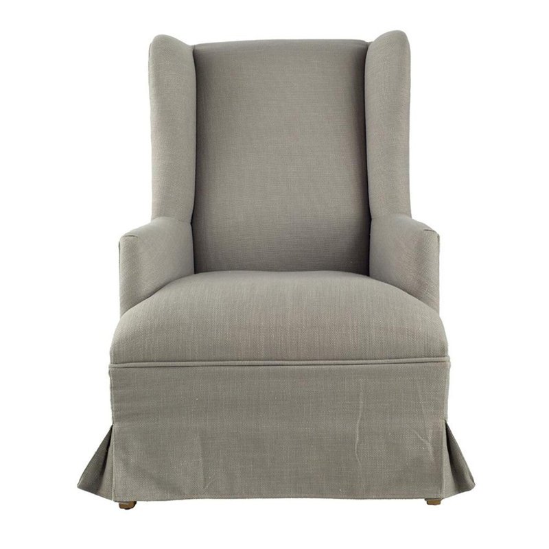 Upholstered Wingback Chair, Gray Polyester