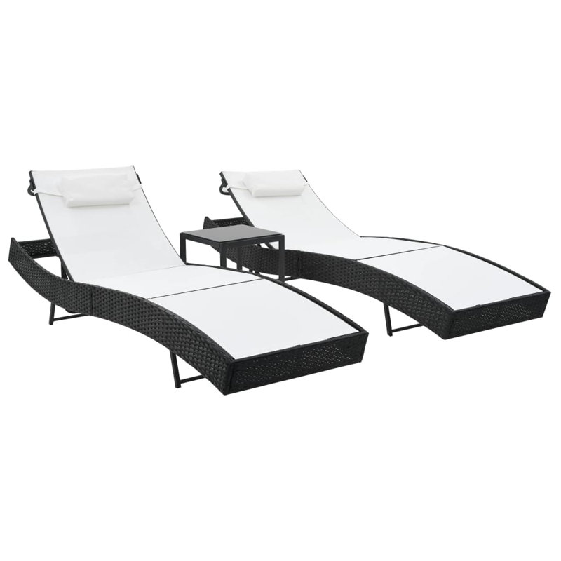 Chaise longue double 16 po, Noir / blanc