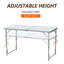 Table de camping pliante réglable en hauteur, table portable légère avec poignée de transport, table de camping pliante pour l'extérieur