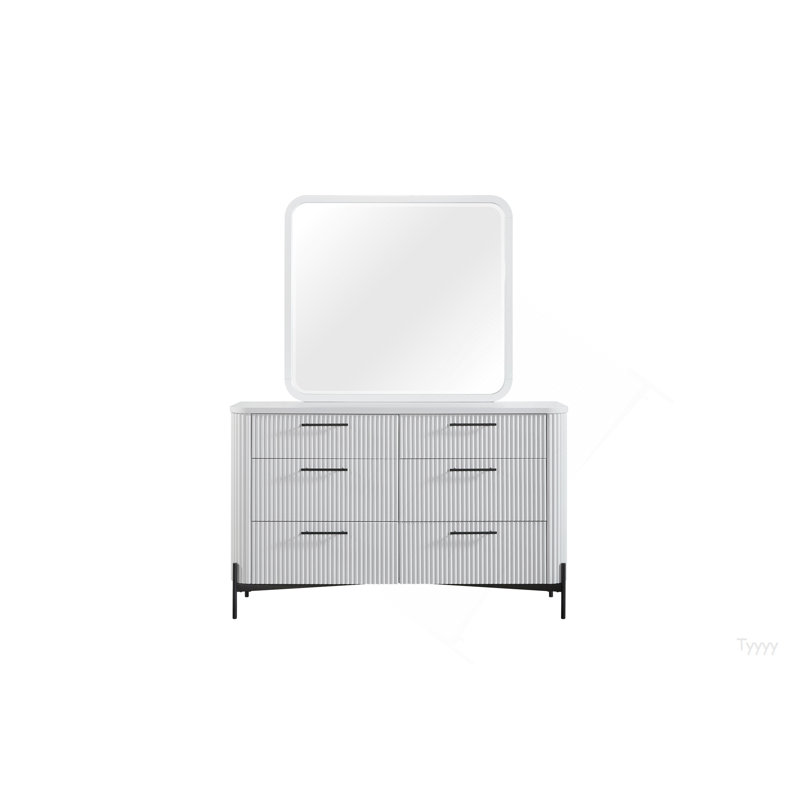 Commode 6 tiroirs - Blanc, Blanc