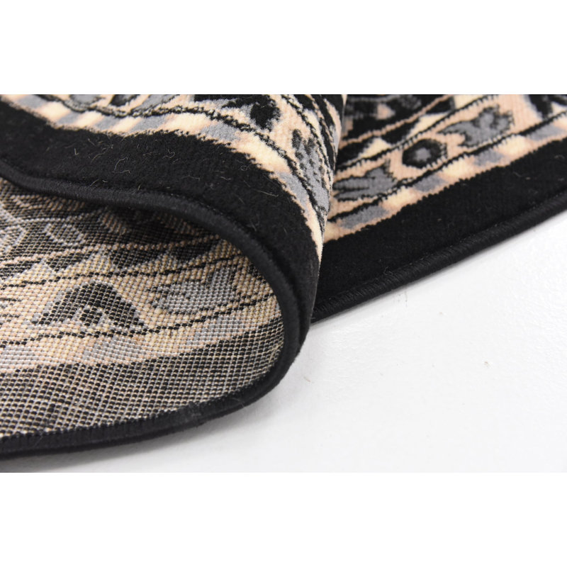 Tapis noir Balthrop, Rond 3 pi 1 po, Black
