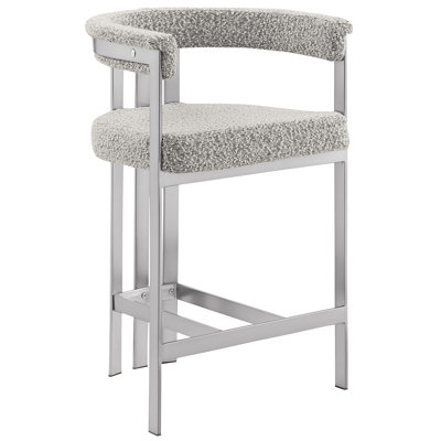 Counterheight & Barstool Boucle Fabric Chairs with Brushed Matte Chrome