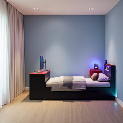 Wood Daybed With Twin Size Trundle,Desk,LED Light And USB