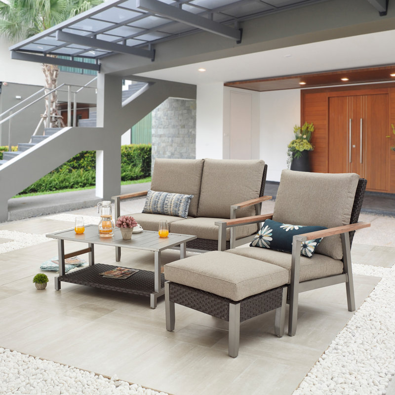 Bertolde 3 - Person Patio Conversation Set with Cushions