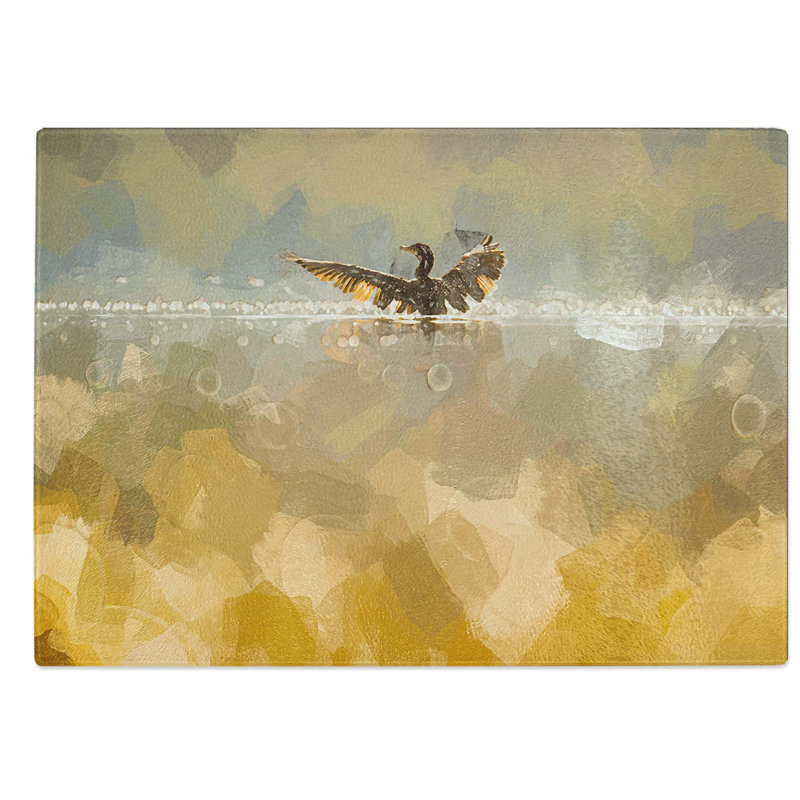 Glass Ducks Wings in Abstract Chopping Board, 39 cm W x 28.5 cm L
